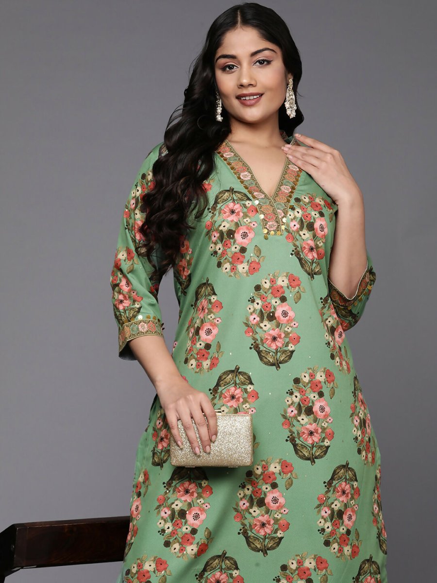 Ahalyaa Women's Traditional wear Kurta Set - Green - Distacart