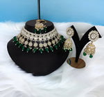 Thumbnail for Jewel City Elegant Pearl Choker Necklace Set with Maang Tikka and Jhumka Earrings - Traditional Indian Bridal Jewelry Collection