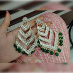 Thumbnail for Jewel City Elegant Layered Kundan Pearl Earrings - Handcrafted Multi-Tier Chandbali Jhumkas - Bridal Wedding Statement Jewelry
