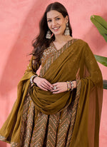 Thumbnail for Vegaa Fashion Mustard Roman Silk Embroidered Palazzo Suit