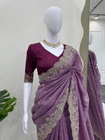 Thumbnail for Preksha Creation Women Crunchy Silk Fabric with Thread & Sequence work Saree - Distacart