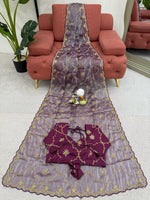 Thumbnail for Preksha Creation Women Zimmy Chu Fabric with Thread & Sequence work Saree - Distacart