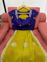 Thumbnail for Preksha Creation Women Tesla Chiffon Fabric with Thread & Sequence work Saree - Distacart