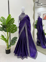 Thumbnail for Preksha Creation Women Jimmy Chu Fabric with Thread & Sequence work Saree - Distacart