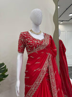 Thumbnail for Preksha Creation Women Chinon Silk with Thread & Sequence work Saree - Distacart