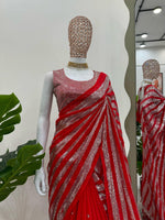 Thumbnail for Preksha Creation Women Faux Georgette Fabric with Thread & Sequence work Saree - Distacart