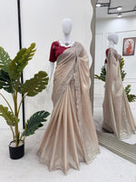 Thumbnail for Preksha Creation Women Jimmy Chu Fabric with Thread & Sequence work Saree - Distacart