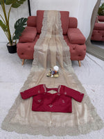 Thumbnail for Preksha Creation Women Jimmy Chu Fabric with Thread & Sequence work Saree - Distacart