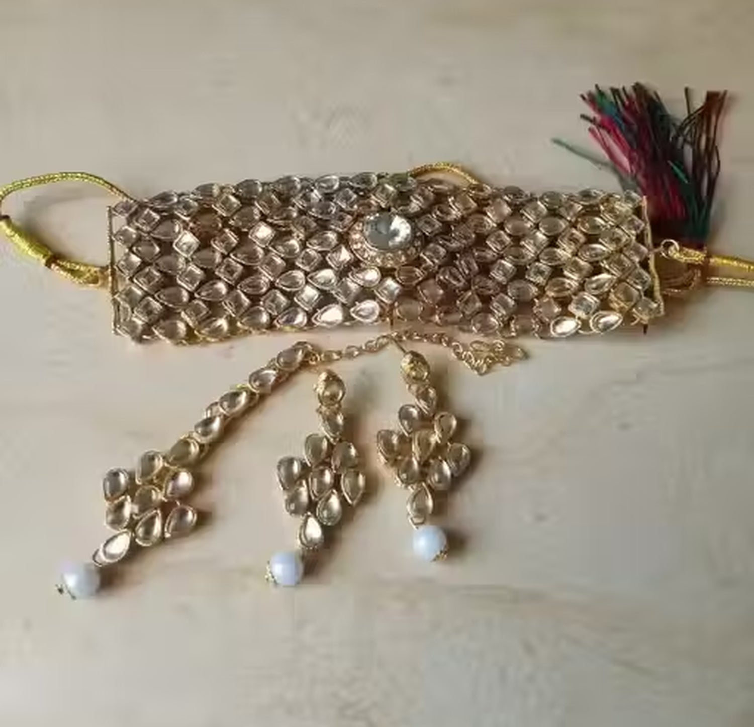 Jewel City Traditional Kundan Choker Necklace Set Handcrafted Gold-Plated Bridal Jewelry Set