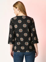 Thumbnail for Myshka Women's Black Printed Top - Distacart