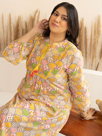 Thumbnail for Janasya Multicolor Cotton Ethnic Motifs kurta