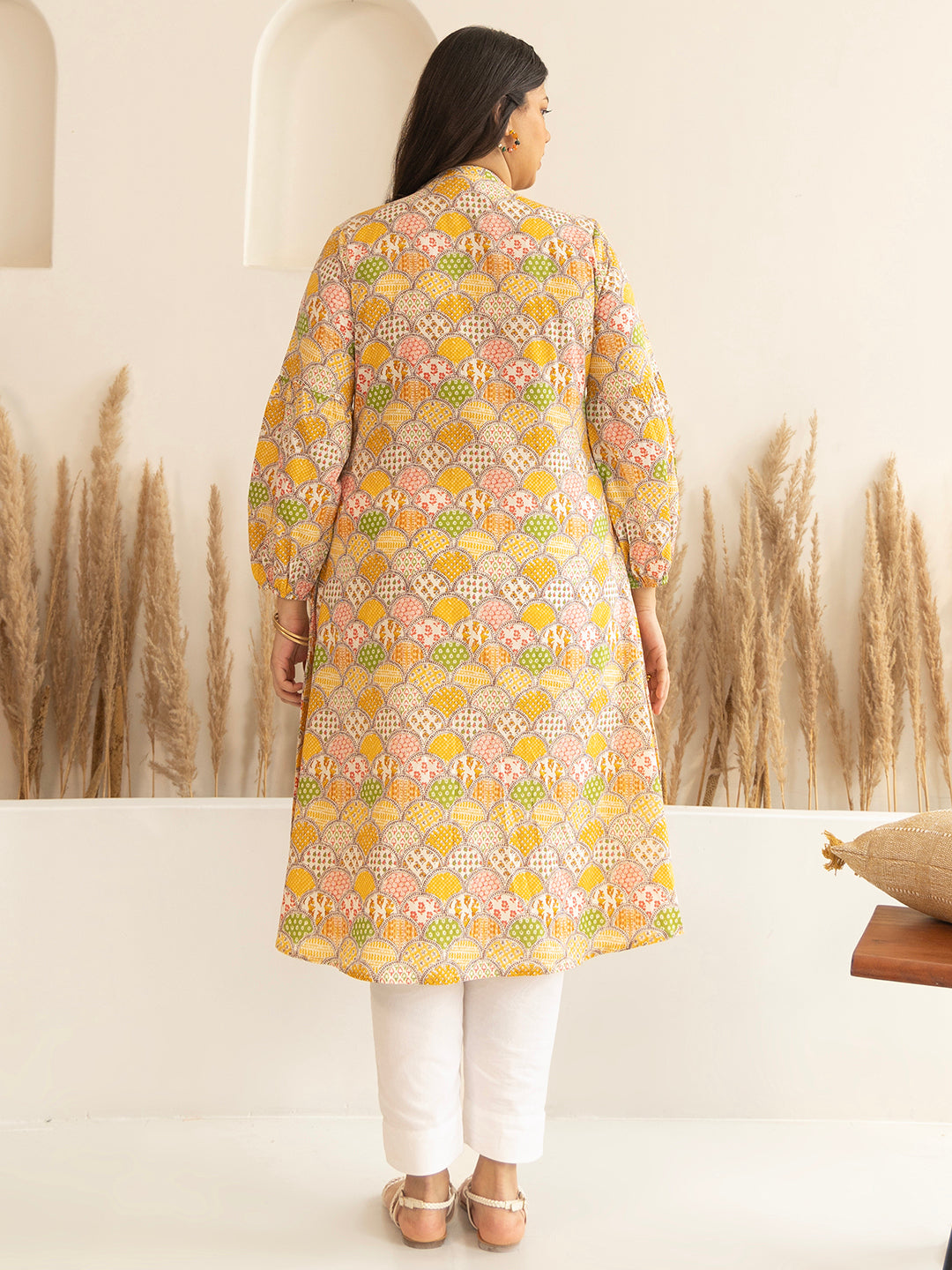 Janasya Multicolor Cotton Ethnic Motifs kurta