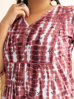Thumbnail for Janasya Light Brown Cotton Tie-dye Printed kurta - Distacart