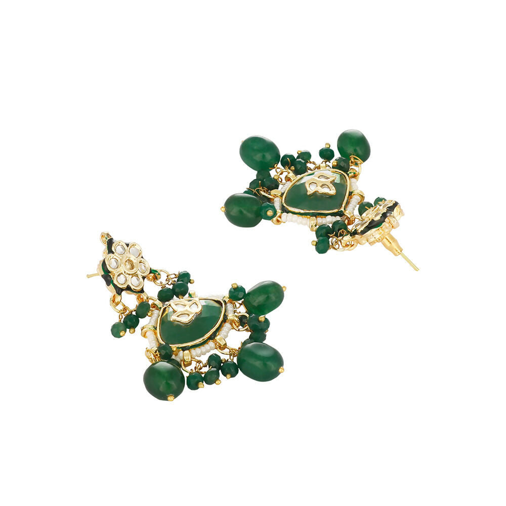 Nuyug 22K Gold Plated Arc Kundan Ruby Drops Necklace