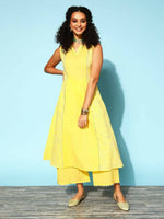 Thumbnail for Ahalyaa Women Yellow Colour Cotton Printed Kurta Palazzo Set - Distacart