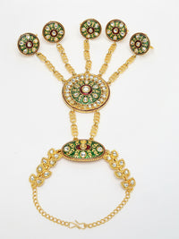 Thumbnail for NVR Women's Gold-Plated CZ Stone-Studded Handcrafted Ring Bracelet