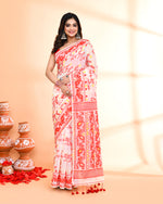 Thumbnail for Piyari Fashion Women's Off White Red Cotton Silk Jamdani Saree