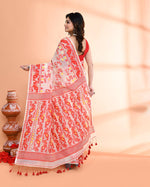 Thumbnail for Piyari Fashion Women's Off White Red Cotton Silk Jamdani Saree