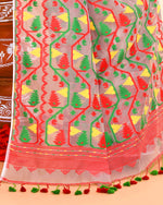 Thumbnail for Piyari Fashion Women's Cane Beige Cotton Silk Jamdani Saree