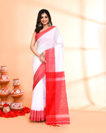Thumbnail for Piyari Fashion Women`s Cotton Silk White Handloom Saree With Blouse