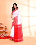Thumbnail for Piyari Fashion Women`s Cotton Silk White Handloom Saree With Blouse