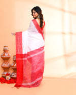 Thumbnail for Piyari Fashion Women`s Cotton Silk White Handloom Saree With Blouse