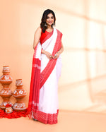 Thumbnail for Piyari Fashion Women`s Cotton Silk White Handloom Saree With Blouse