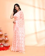 Thumbnail for Piyari Fashion Women's Salmon Cotton Silk Jamdani Saree