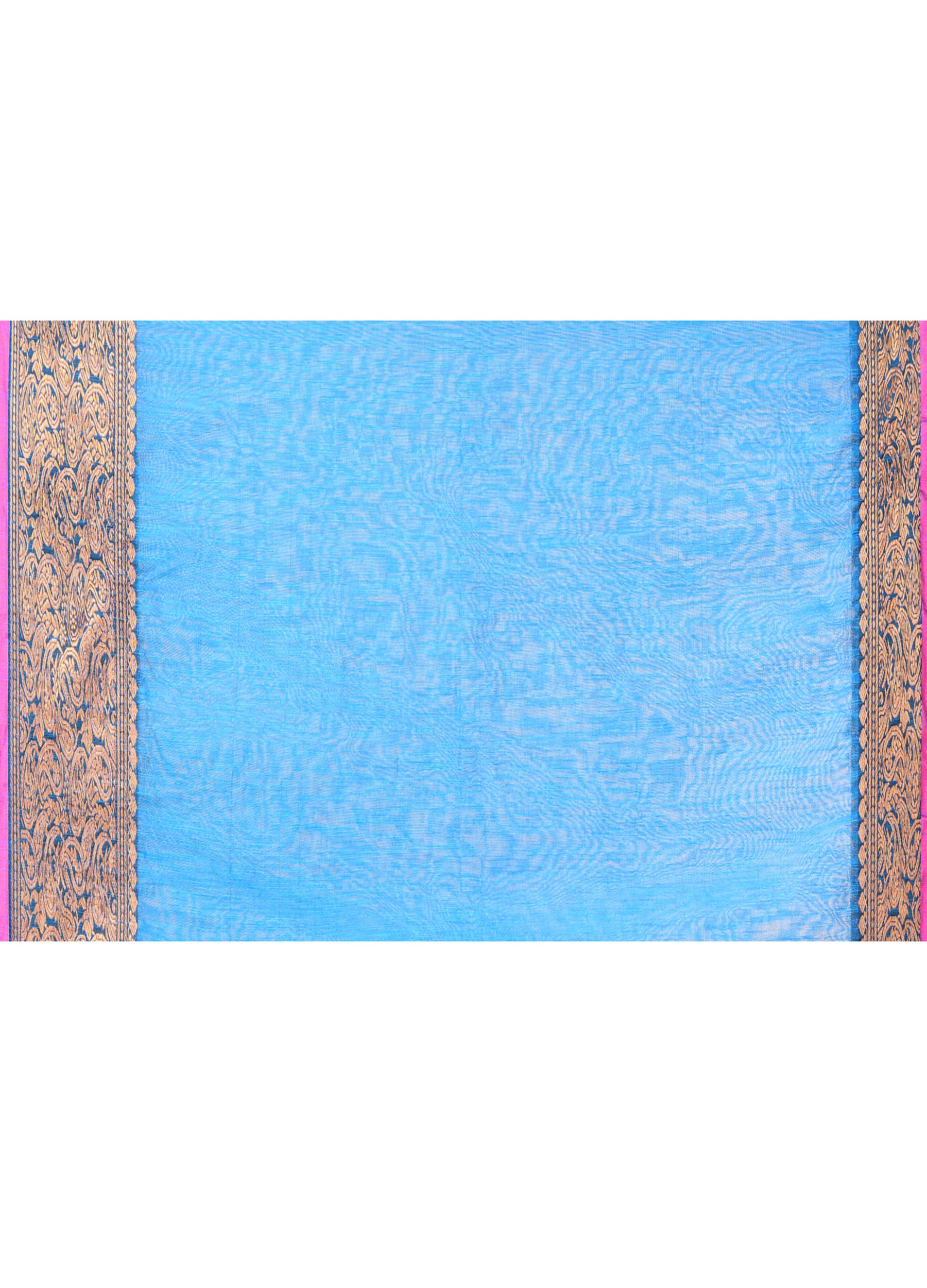 Piyari Fashion Women`s Cotton Blend Sky Blue Handloom Saree With Blouse