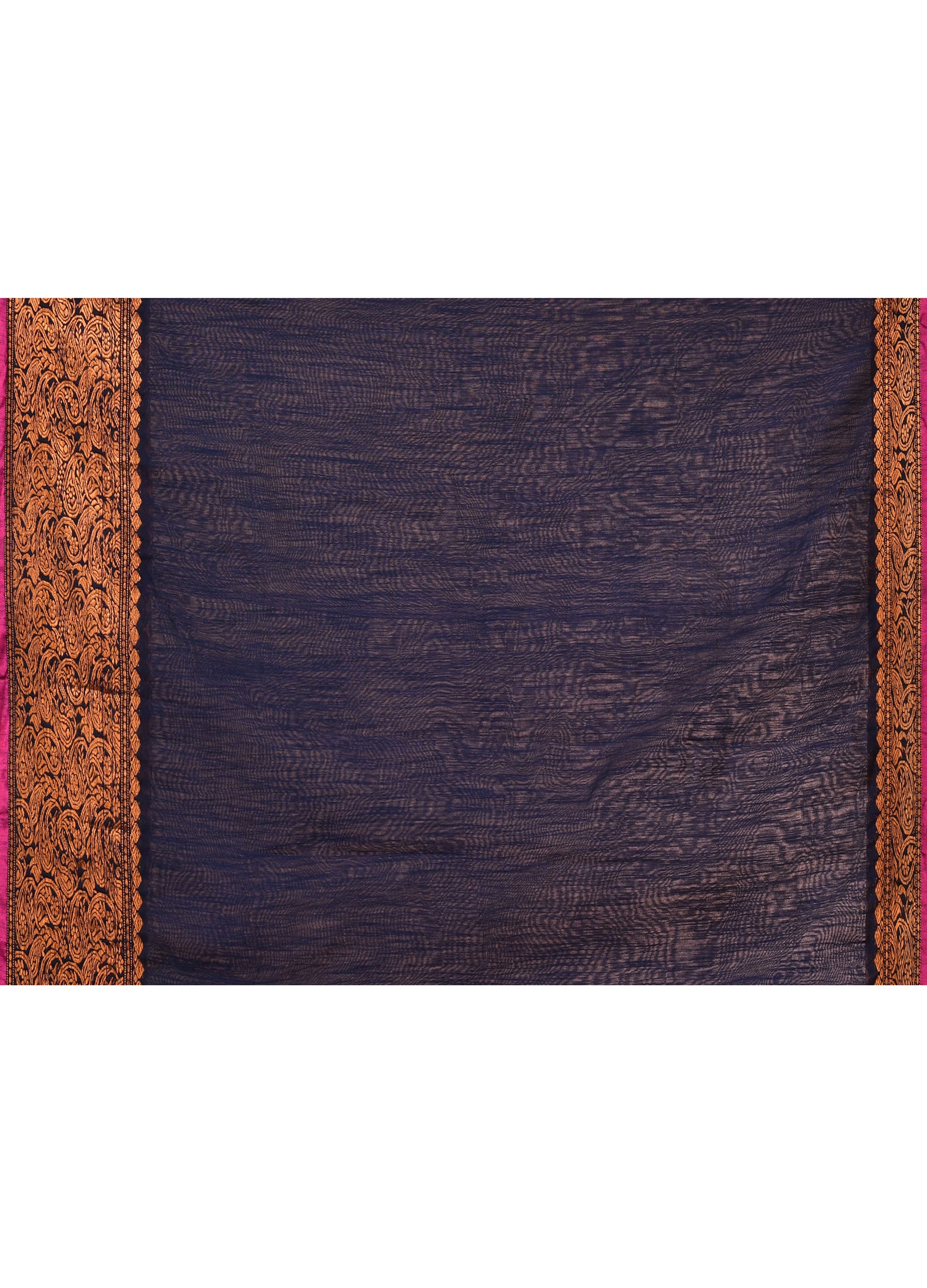Piyari Fashion Women`s Cotton Blend Navy Blue Handloom Saree With Blouse