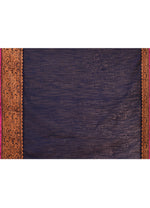 Thumbnail for Piyari Fashion Women`s Cotton Blend Navy Blue Handloom Saree With Blouse