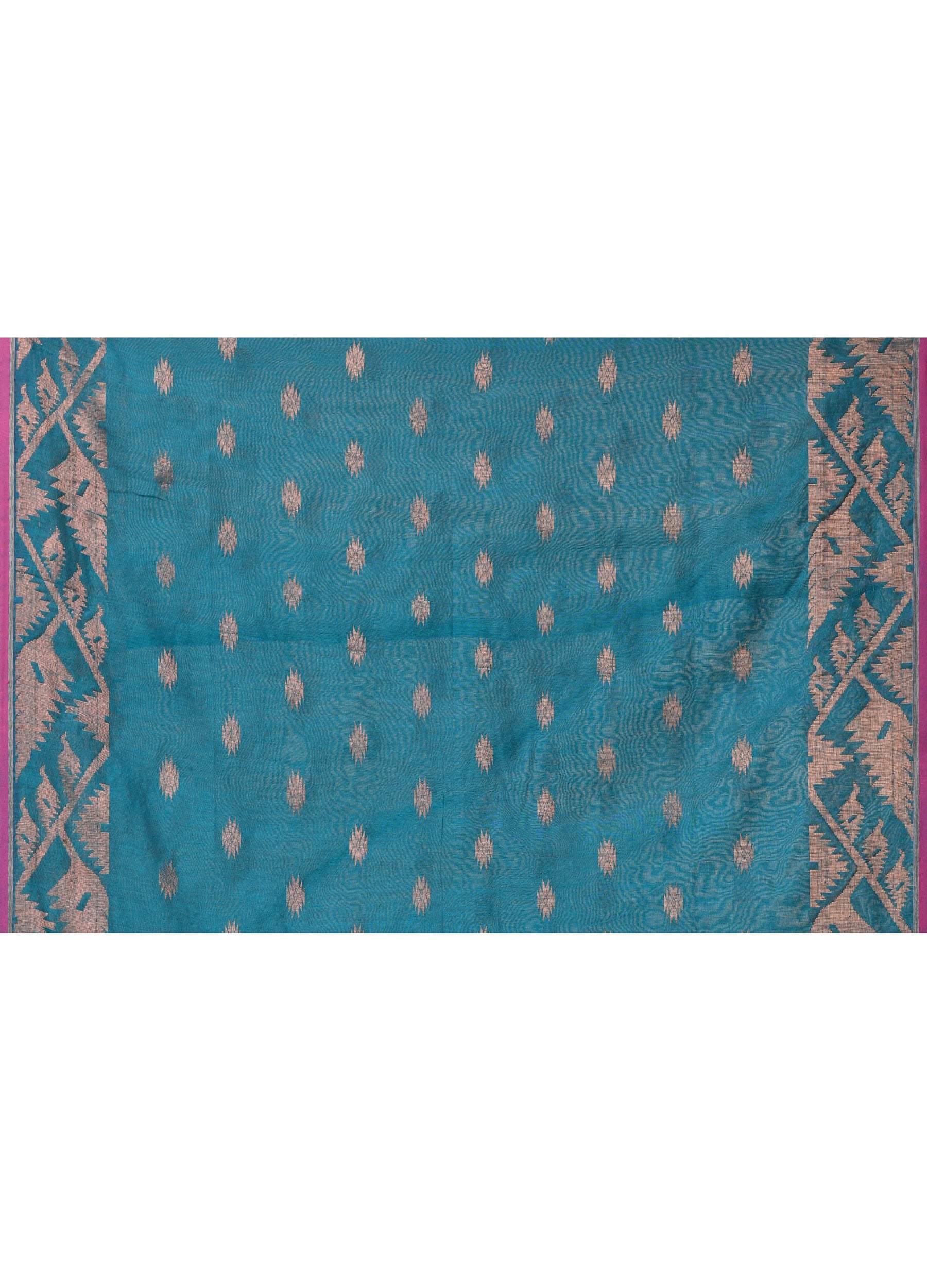 Piyari Fashion Women`s Cotton Blend Teal Handloom Saree With Blouse
