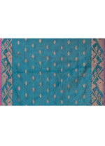 Thumbnail for Piyari Fashion Women`s Cotton Blend Teal Handloom Saree With Blouse
