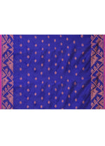 Thumbnail for Piyari Fashion Women`s Cotton Blend Royel Blue Handloom Saree With Blouse