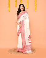 Thumbnail for Piyari Fashion Women's White Cotton Handloom Jamdani Saree