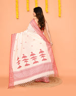 Thumbnail for Piyari Fashion Women's White Cotton Handloom Jamdani Saree