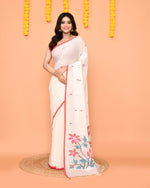 Thumbnail for Piyari Fashion Women's White Cotton Jamdani Saree