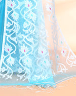 Thumbnail for Piyari Fashion Women`s Aqua Hand Work Art Silk Jamdani Saree With Blouse