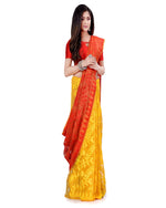 Thumbnail for Piyari Fashion Cotton Blend Handloom Yellow Orange Jamdani Saree