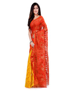 Thumbnail for Piyari Fashion Cotton Blend Handloom Yellow Orange Jamdani Saree