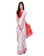 Thumbnail for Piyari Fashion Cotton Blend Handloom White Jamdani Saree