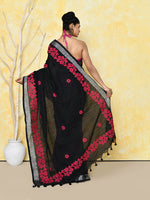 Thumbnail for Piyari Fashion Women's Black Exclusive Applique Saree With Blouse Piece