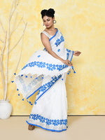 Thumbnail for Piyari Fashion Women's White Exclusive Applique Saree With Blouse Piece