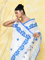 Thumbnail for Piyari Fashion Women's White Exclusive Applique Saree With Blouse Piece