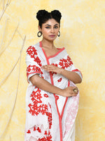 Thumbnail for Piyari Fashion Women's White Exclusive Applique Saree With Blouse Piece