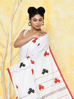 Thumbnail for Piyari Fashion Women's White Exclusive Applique Saree With Blouse Piece