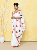 Thumbnail for Piyari Fashion Women's White Exclusive Applique Saree With Blouse Piece