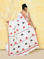 Thumbnail for Piyari Fashion Women's White Exclusive Applique Saree With Blouse Piece