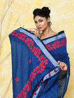 Thumbnail for Piyari Fashion Women's Royal Blue Exclusive Applique Saree With Blouse Piece