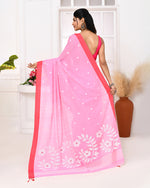 Thumbnail for Piyari Fashion Women's Pink Cotton Handloom Jamdani Saree With Blouse